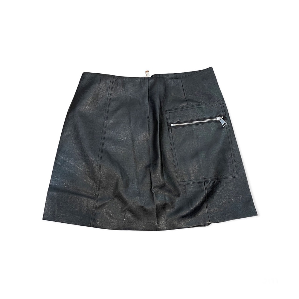 Women Leather Black Short Skirt - Picture 2 of 4